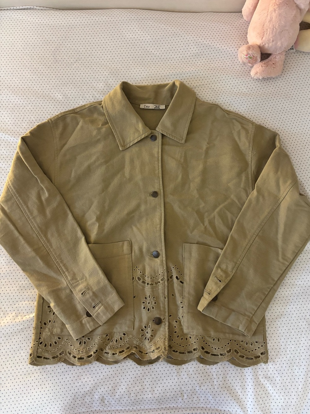 Dex Tan/Khaki Green Eyelet Hem Jacket